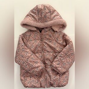 Floral Pink Kids Puffer Jacket